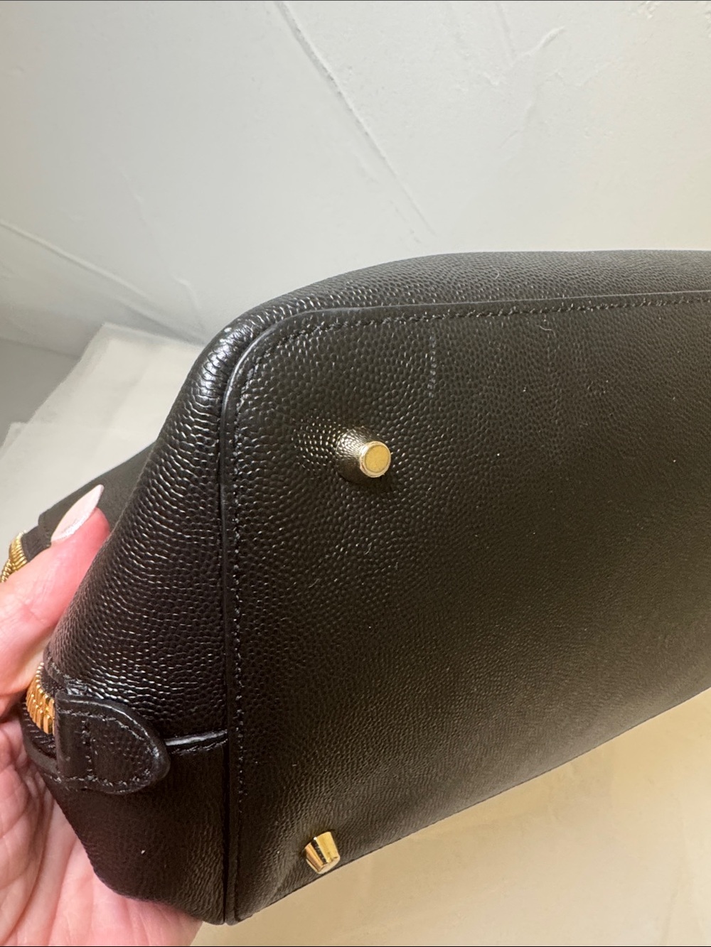 Furla Code Black Leather Dome Satchel with Detachable Strap - Picture 8 of 13